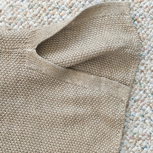 NWT Eileen Fisher Khaki V-Neck Organic Linen Top Petite Small - Picture 6 of 6